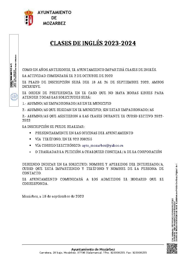 Clases de Inglés 2023-2024