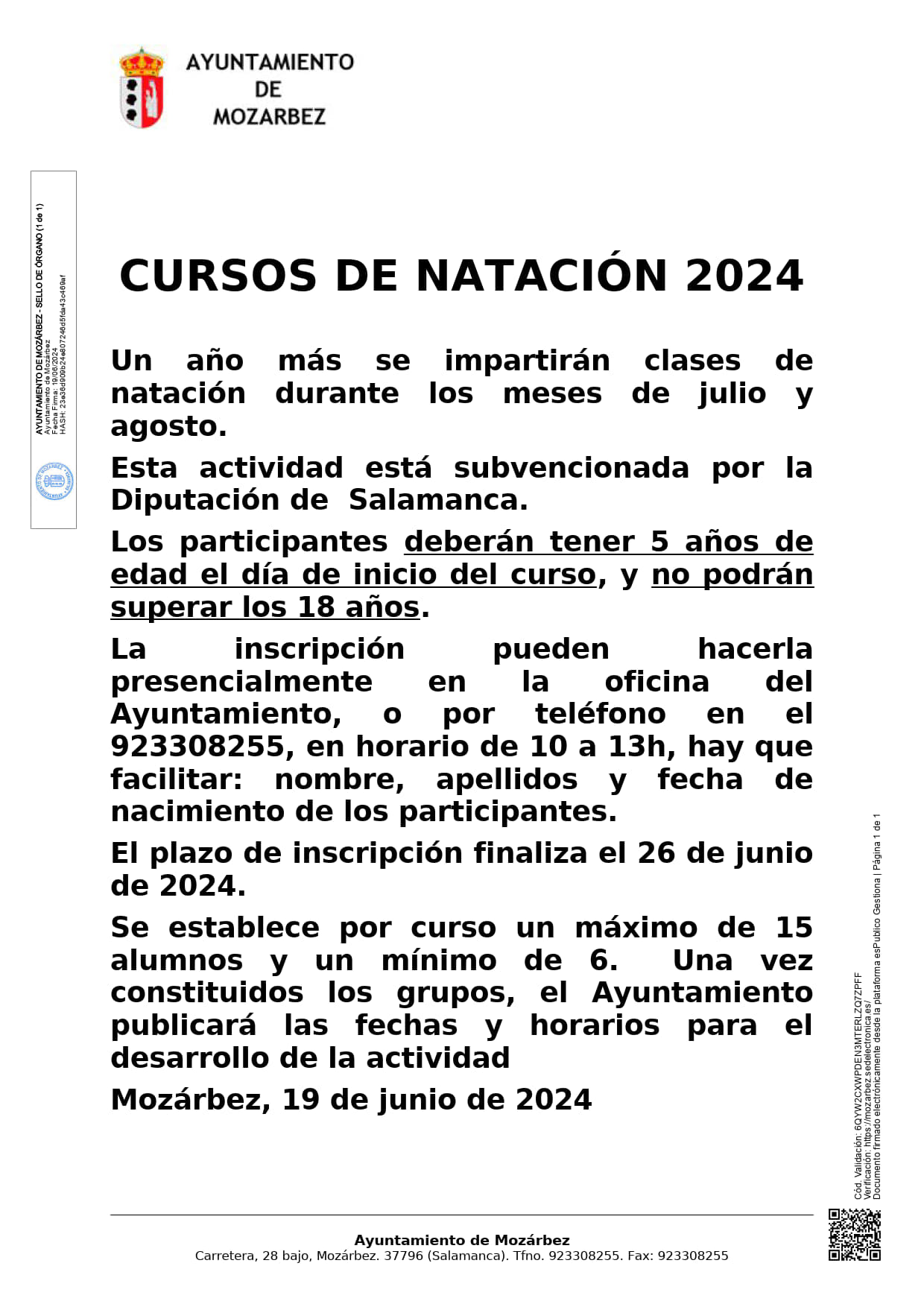 CURSOS DE NATACIÓN 2024